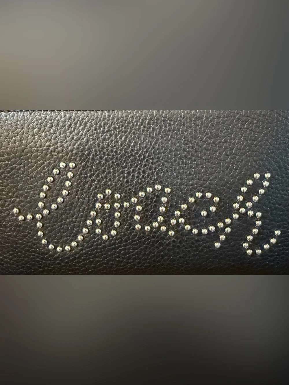 Coach Studded Script Zip Around Wallet